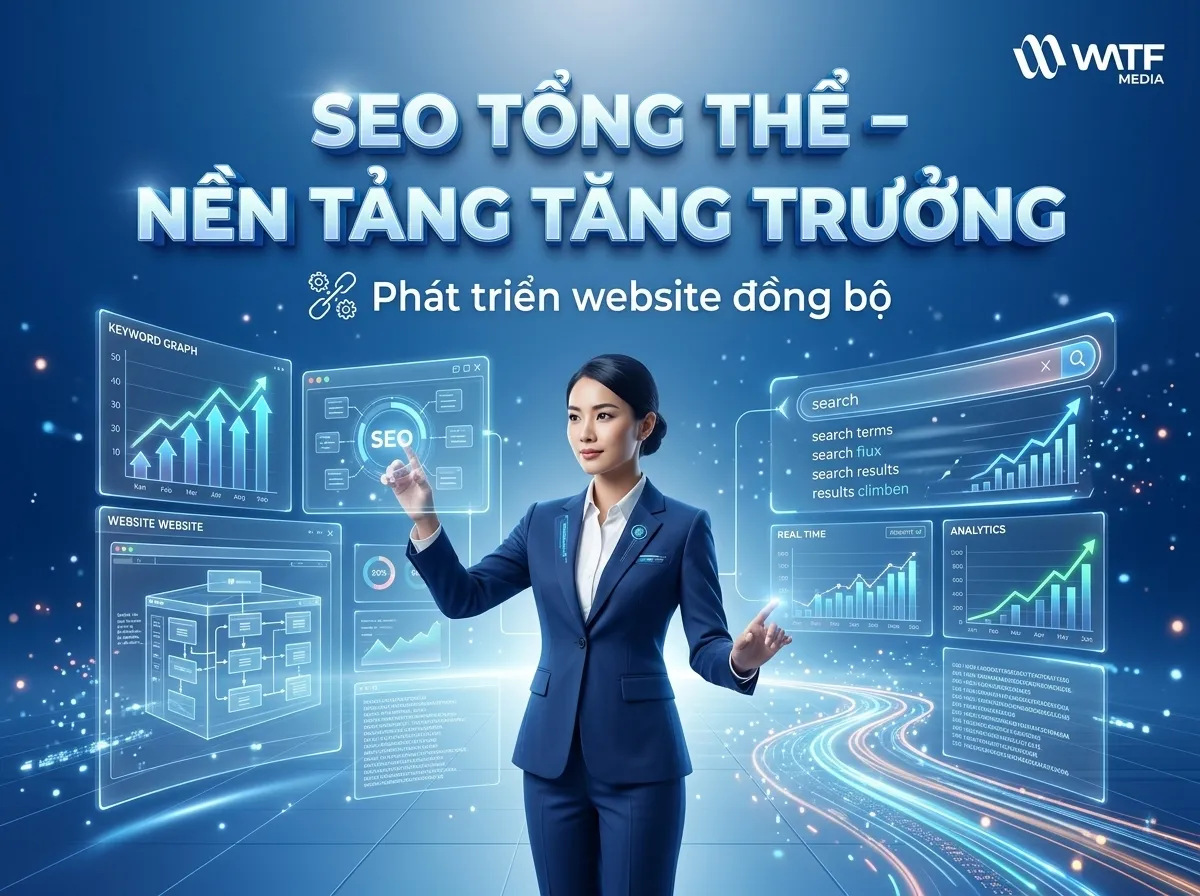 SEO tổng thể là quá trình tối ưu toàn diện website giúp nhiều từ khóa tăng trưởng và duy trì lượng truy cập ổn định