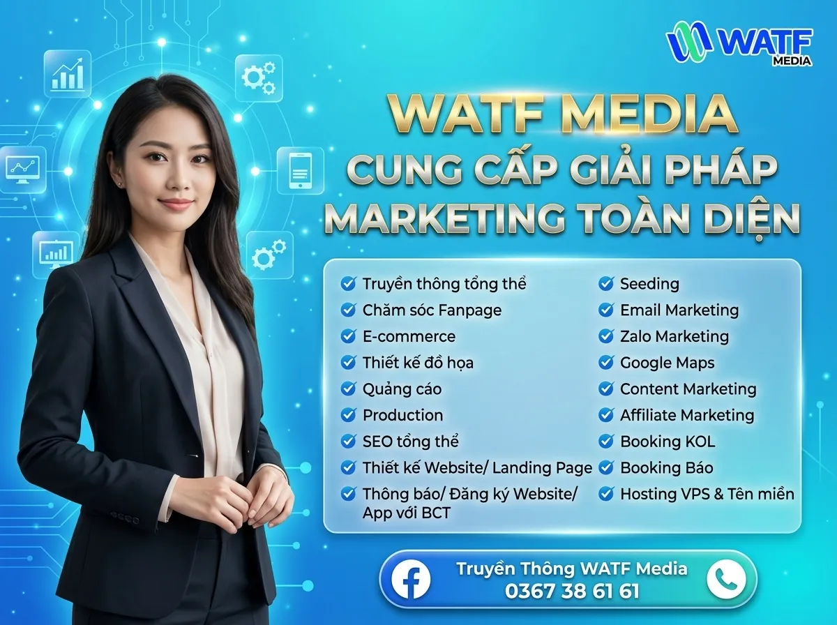 WATF MEDIA mang đến giải pháp marketing thực tế, giúp doanh nghiệp tăng trưởng ổn định và bền vững WATF MEDIA mang đến giải pháp marketing thực tế, giúp doanh nghiệp tăng trưởng ổn định và bền vững