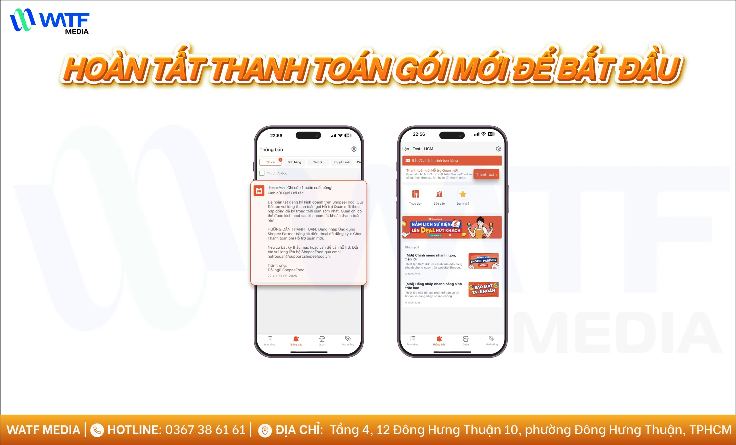 Sau khi duyệt, quán nhận thông báo và có thể theo dõi trạng thái để chính thức bắt đầu kinh doanh trên ShopeeFood