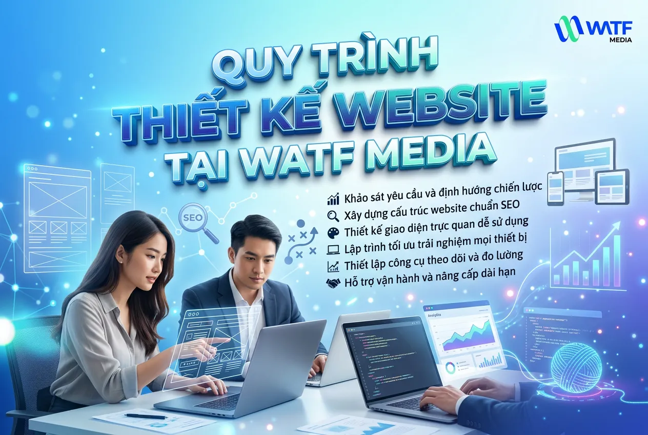 Quy trình thiết kế website tại WATF MEDIA gồm tư vấn, thiết kế, lập trình và bàn giao, đảm bảo hiệu quả vận hành lâu dài Quy trình thiết kế website tại WATF MEDIA gồm tư vấn, thiết kế, lập trình và bàn giao, đảm bảo hiệu quả vận hành lâu dài