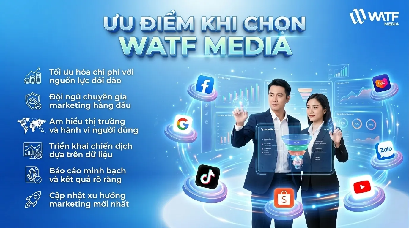 WATF MEDIA mang đến đội ngũ chuyên gia Marketing thực chiến, chiến lược rõ ràng và hiệu quả minh bạch cho doanh nghiệp WATF MEDIA mang đến đội ngũ chuyên gia Marketing thực chiến, chiến lược rõ ràng và hiệu quả minh bạch cho doanh nghiệp