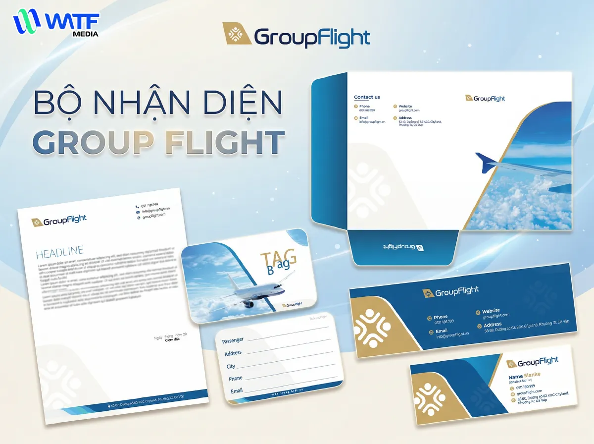 WATF MEDIA xây dựng bộ nhận diện thương hiệu đồng bộ cho Groupflight
